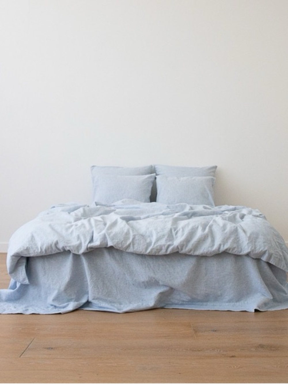 Washed Bed Linen Duvet Pinstripe Blue